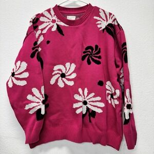 For Days Y2K Oversized Sweater Women Hot Pink Large WK8000 100% Organic Cotton